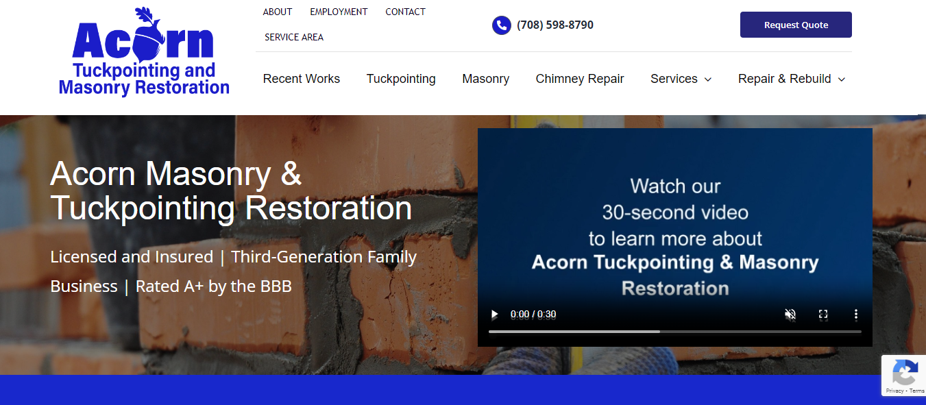 website complete design for an ACRON and masonry restoration